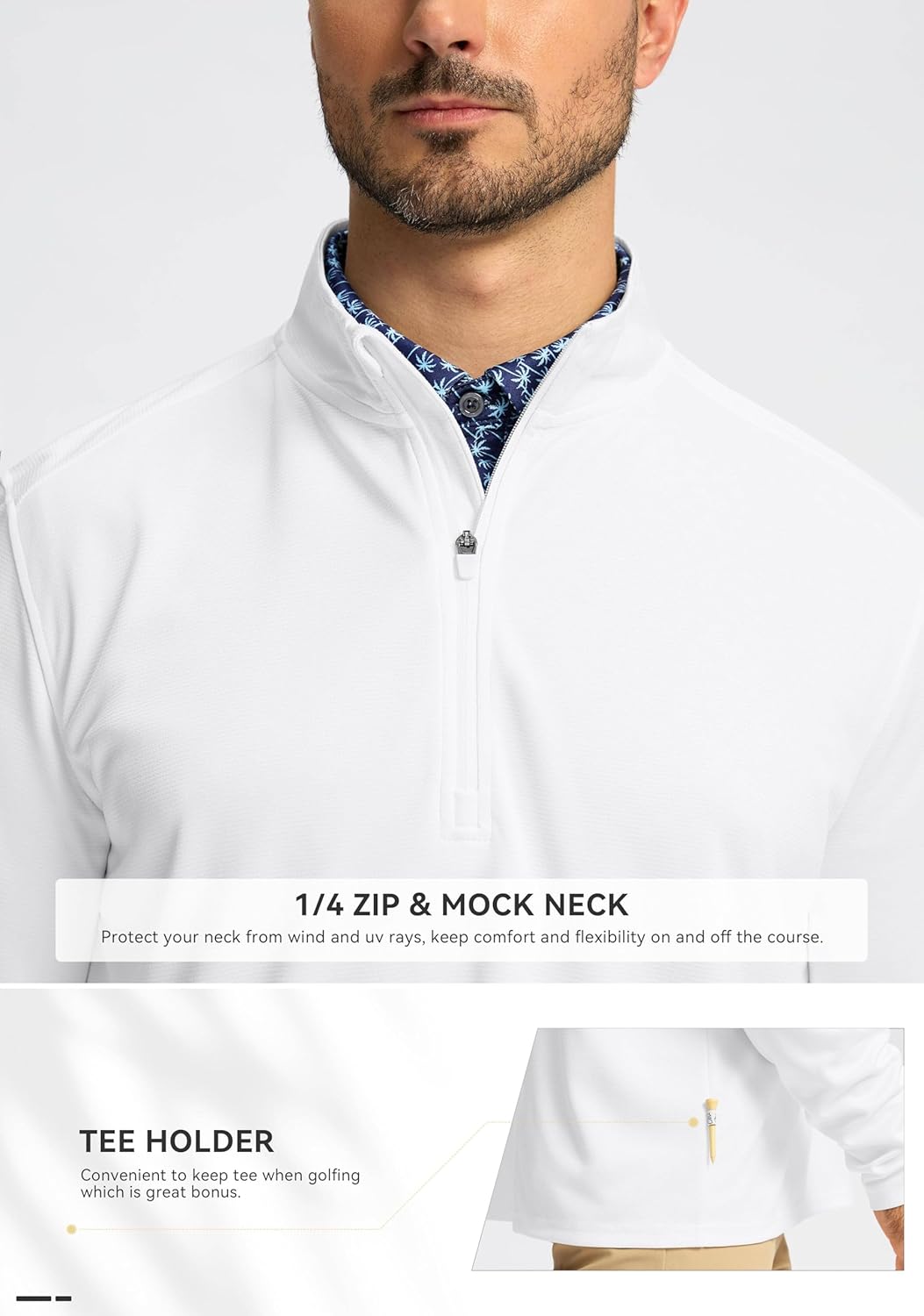 Obla Golf Quarter Zip Pullover - Lightweight Men's Mock Neck Sweatshirt for Sun Protection | Long Sleeve