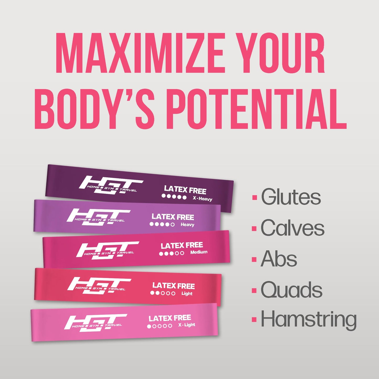 HGT Exercise Bands Resistance Bands Set - Loop Bands for Exercise - Resistance Loops for Home & Gym - Resistance Loop Bands for Stretching Yoga Glutes & Leg Training - Loop Resistance Bands Set
