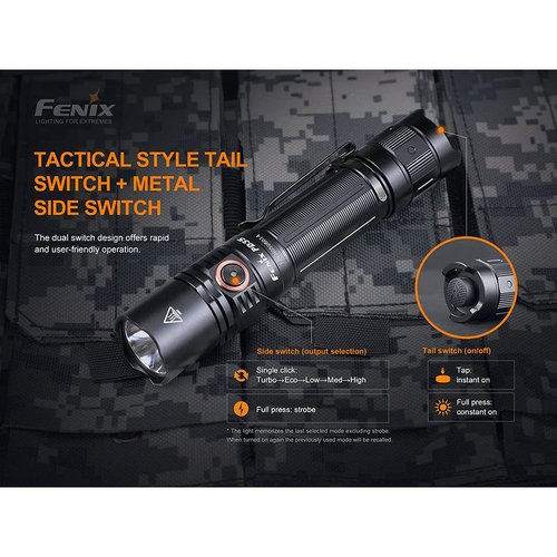 Fenix PD35 v3.0 Rechargeable Tactical Flashlight, 1700 Lumens EDC with Organizer (Black)
