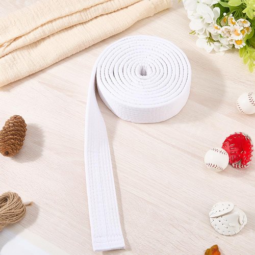 CREATCABIN White Karate Belts Polyester Martial Arts Belt Judo Brazilian Jiu-Jitsu TKD Aikido Uniform Rank Belt Long Soft Universal Fit Adult Taekwondo Belts for Men Sports Training Equipment 9.84ft