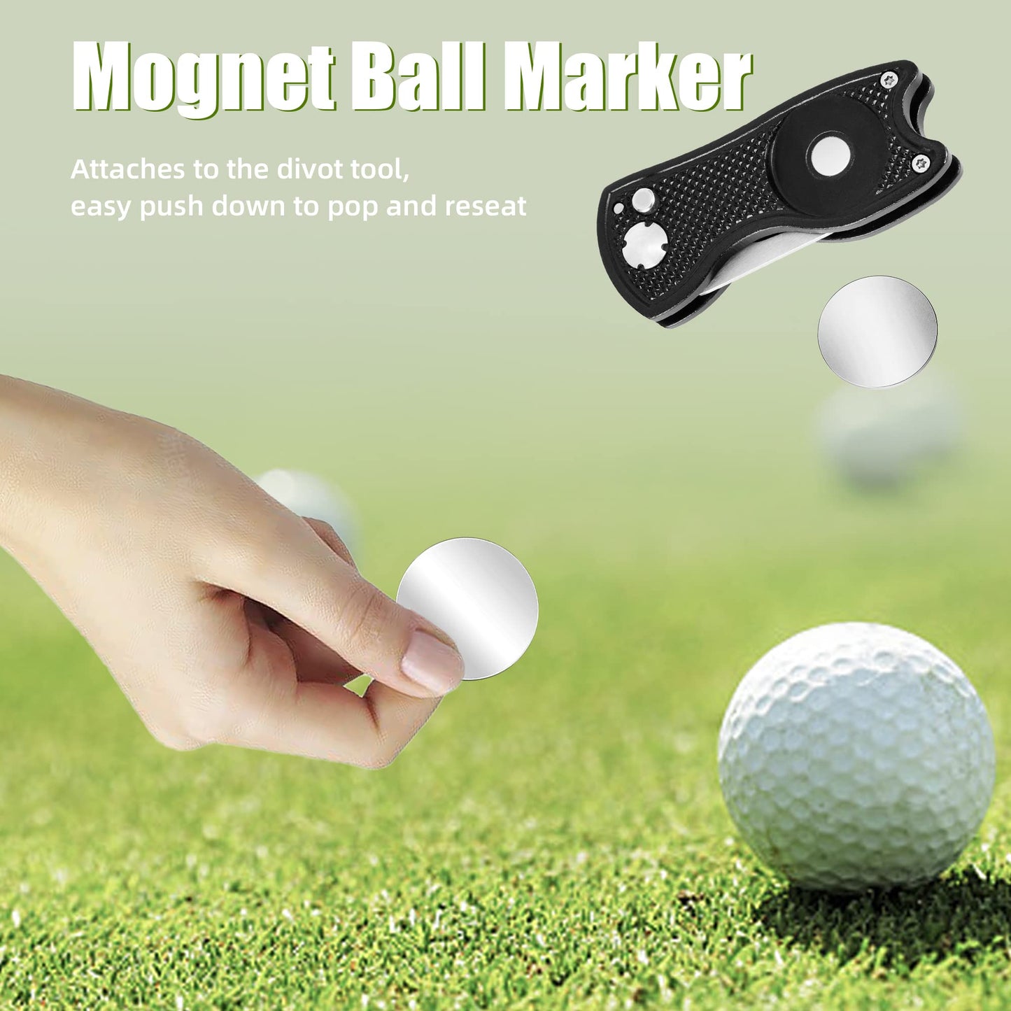Mile High Life 3 Pack Golf Divot Repair Tool w Magnetic Golf Ball Marker | All Metal Foldable Divot Tool w Pop-up Button | Golf Accessories for Men (Black/Red/Blue)