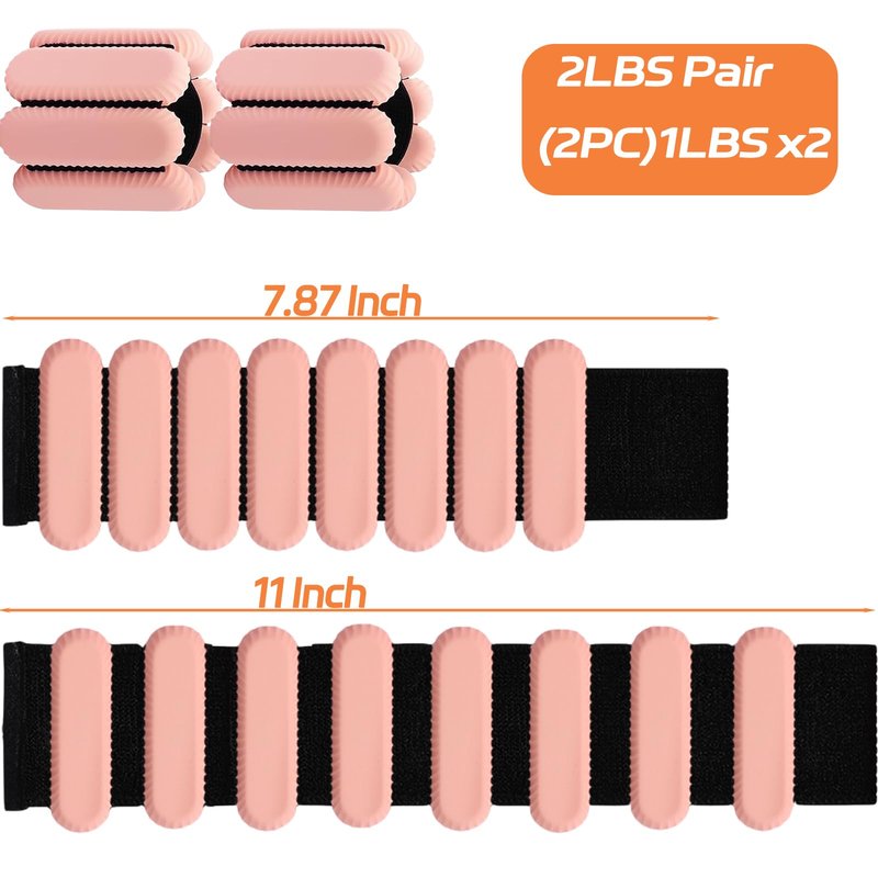 Wrist Weights, Ankle Weights For Women Men, Set Of 2 (1lb Each), Adjustable Weighted Wristbands Arm Leg Ankle Wrist Weights For Women & Men For Pilates, Walking, Yoga, Exercise, Strength Training, (Flesh Pink)