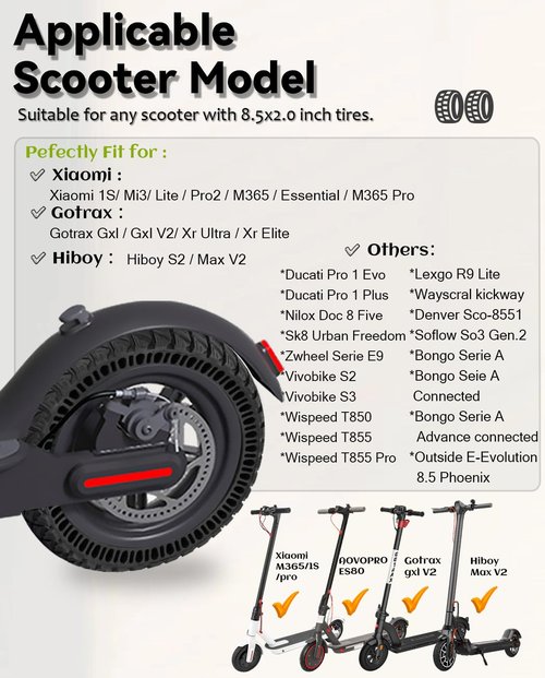 GLDYTIMES 9 Inch 9x2.25 Solid Tire Fit for Gotrax GXL V2 XR/Apex XL/G3 Plus~Hiboy S2~Xiaomi M365~AOVOPRO ES80, 50/75-6 8.5x2.0 Off-road Replacement Tire, Explosion-proof Anti-slip Tubeless Tyre(2pcs)