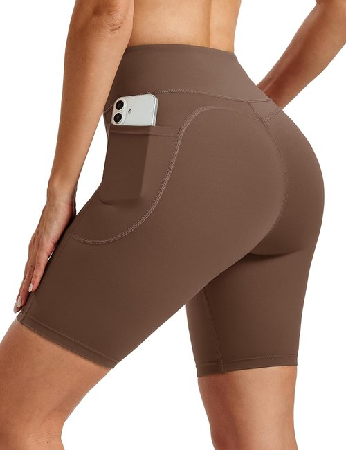 MAGCOMSEN Women's High-Waisted Biker Shorts - 8" Spandex Gym Shorts with Pockets & Tummy Control