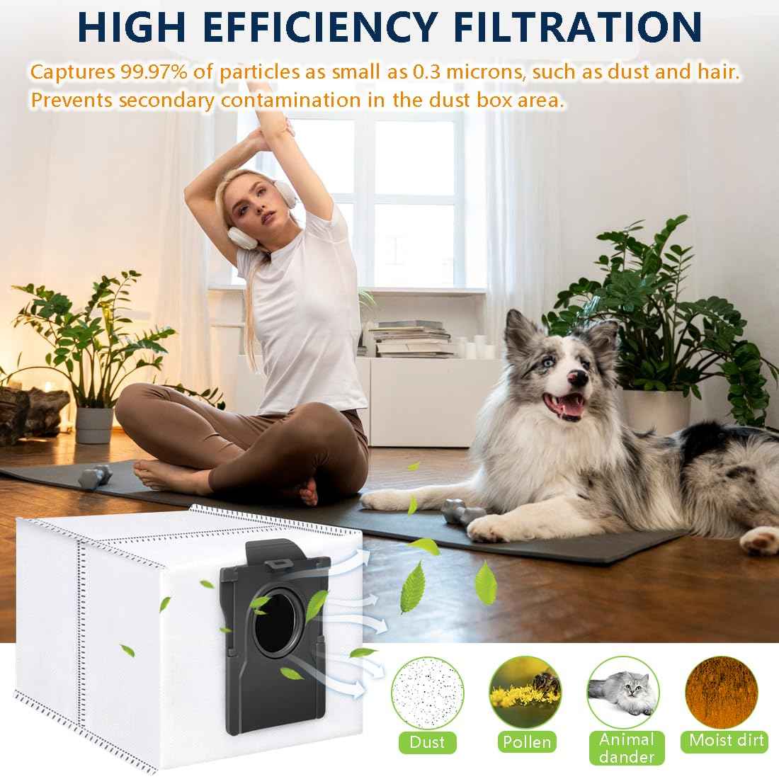 Bluearks 14Pcs Compatible with Dreame L10s Ultra Gen 2/X50 Ultra/L40 Ultra Robot Vacuum,3.2-Liter Large Capacity Activated Carbon Adsorptio Bags,Four-Layer Sealed Disposable dust bag,9 Week