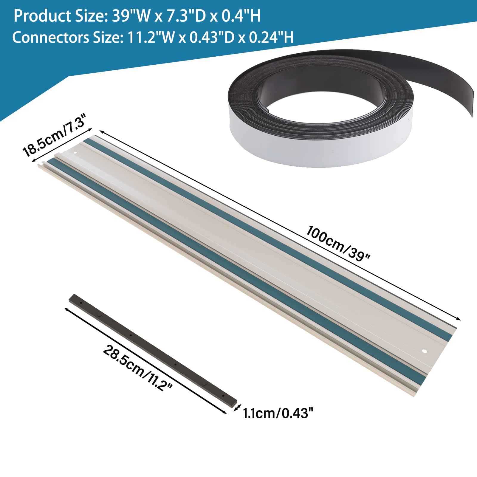 Barlezy 2PCS x 39" Track Saw Guide Rails Compatible with Makita Track Saw, Includes 2 Guide Rails, 2 Guide Rail Connectors & Guide Rail Splinter Guard Strip for Woodworking Longer Cuts, Sliver