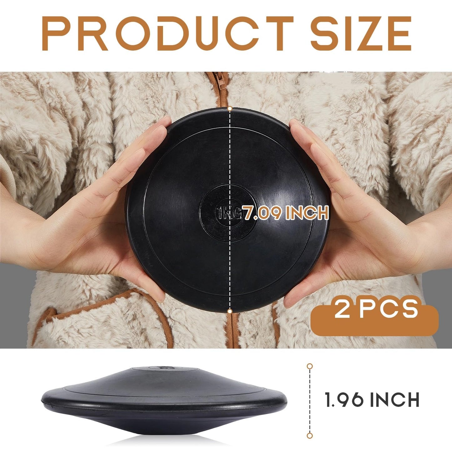 Deekin 2 Pcs 1KG Sports Rubber Practice Discus Smooth Surface Black Rubber Discus Disc Track and Field Equipment for High School Man Woman Outdoor Throwing Practice Students