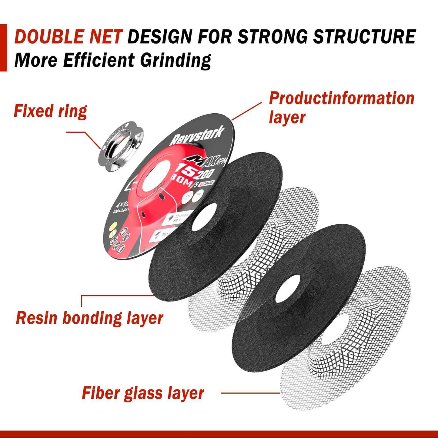Revvstark 10 Pack Grinding Wheels 4 Inch, Grinder Wheel for General Purpose Metal & Stainless Steel, Aluminum Oxide Grinding Disc 4 in for Angle Grinder, Depressed Center 4" * 1/8" * 5/8"