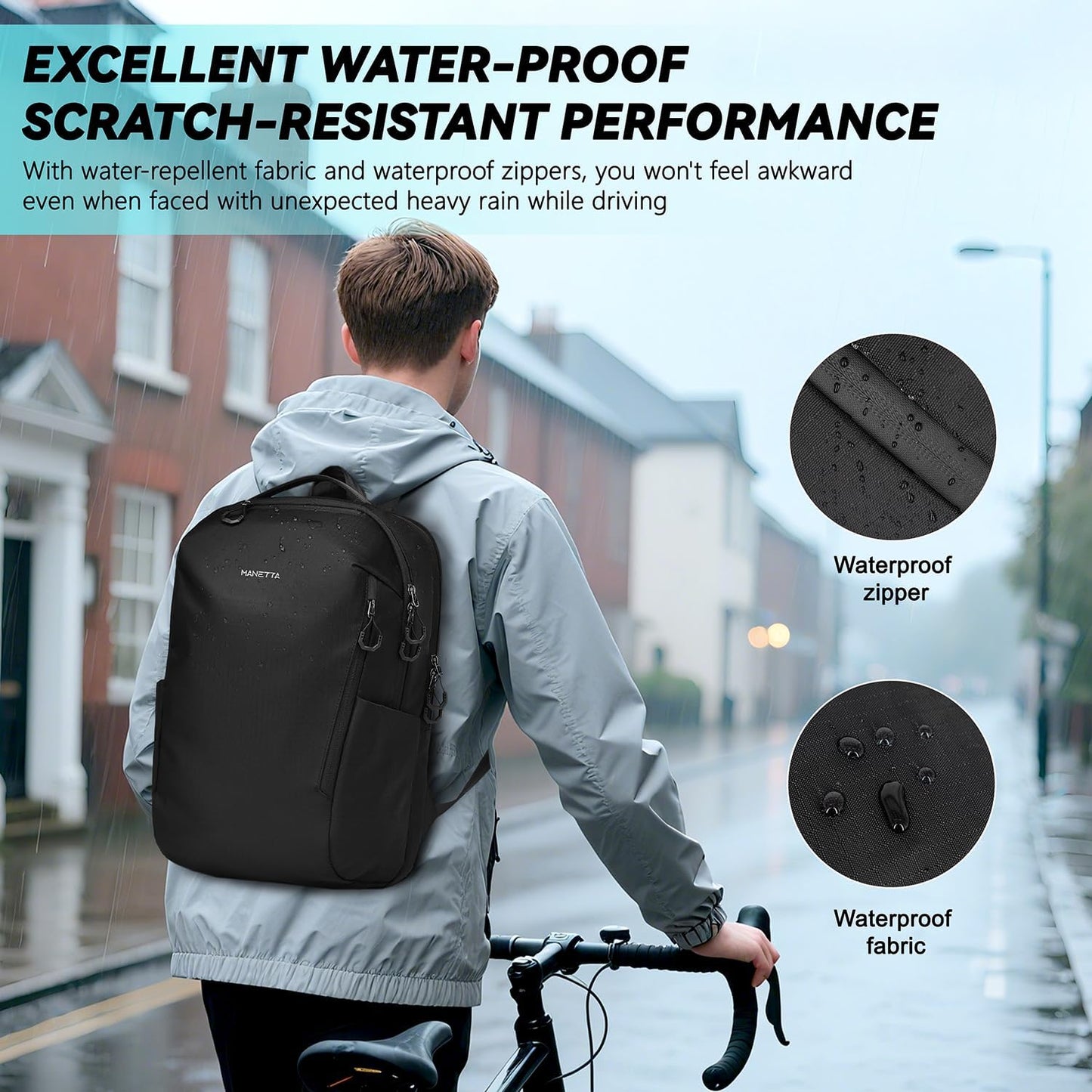 Skiennix Laptop Backpack - Minimalist, Abrasion & Water Resistant Daypack | 25L Lightweight Capacity for Work & Leisure