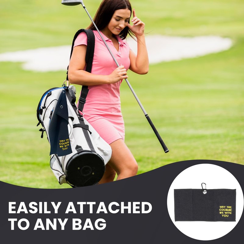 May The course be with You Disc Golf Microfiber Towel - Ideal Golf Accessories for Men and Women, Holder Clip, Perfect for Golf Bags Accessories, Enhance Your Golfing Experience | Great Gift Idea