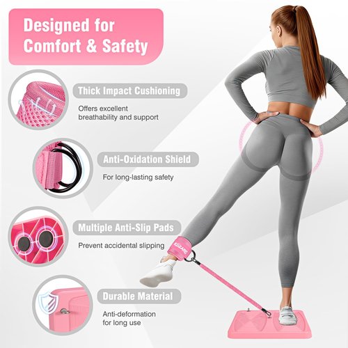 KUZARO Glute Workout Equipment, Leg & Hip Exercise Equipment for Women, Resistance Bands with Ankle Straps & Exercise Board for Home Gym Fitness, Kickbacks, Hip Thrusts, Lower Body Training