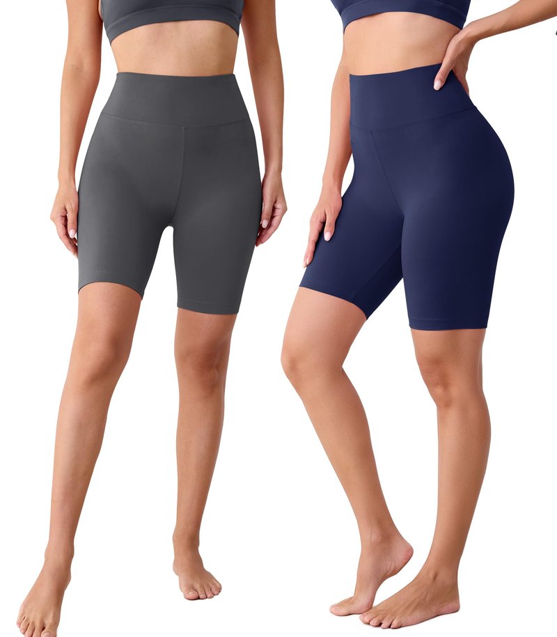 VALANDY Creamlush 4 Pack Biker Shorts Women-8" High Waisted Stretchy Soft Yoga Lounge Shorts