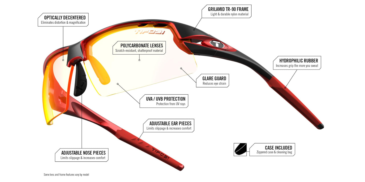 Tifosi Optics Crit Sunglasses, Black/Red w/Clarion Red Fototec Lenses
