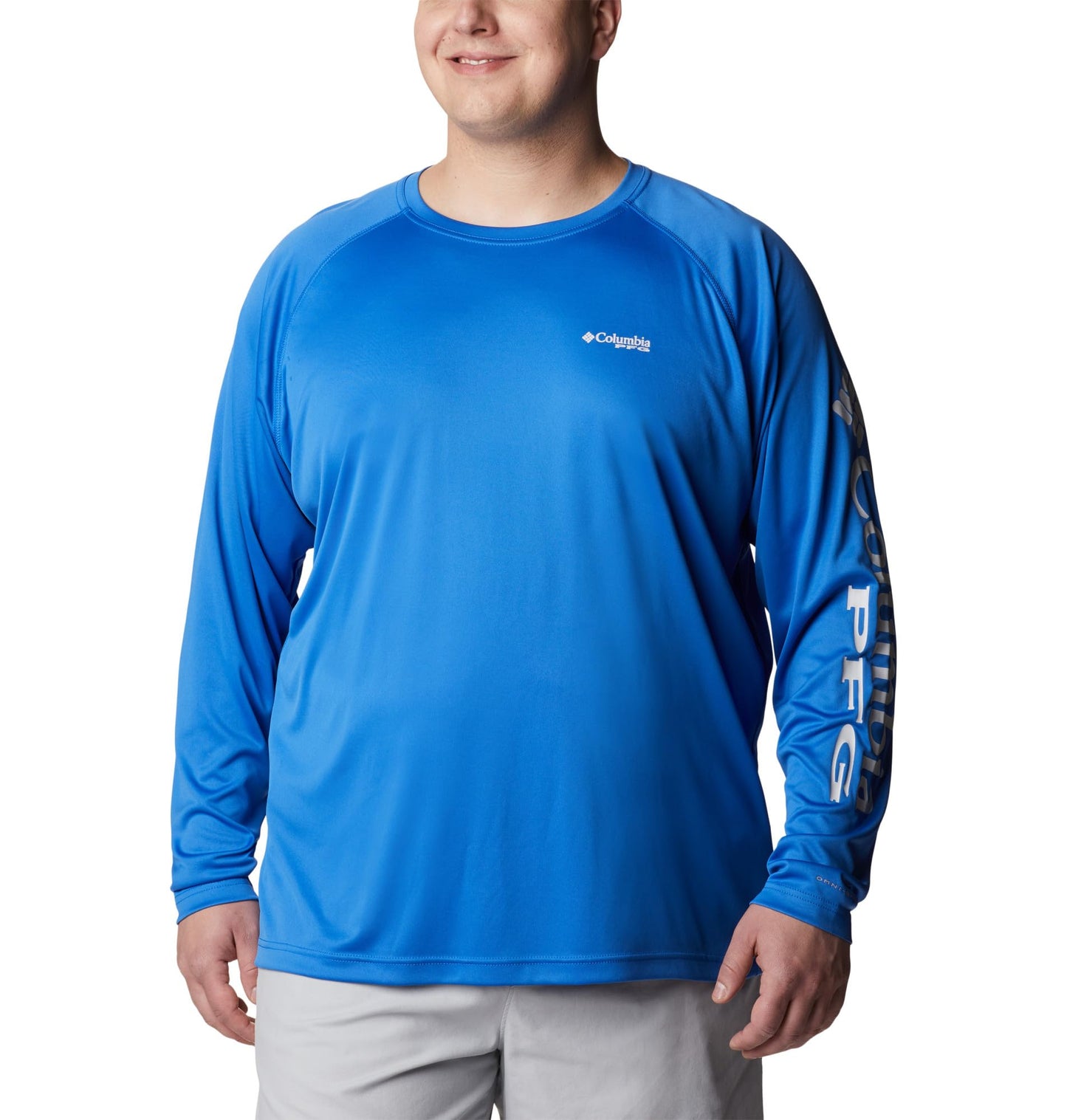 Columbia Men's PFG Terminal Tackle Long Sleeve Fishing Shirt, Vivid Blue/Cool Grey Logo, XX-Large