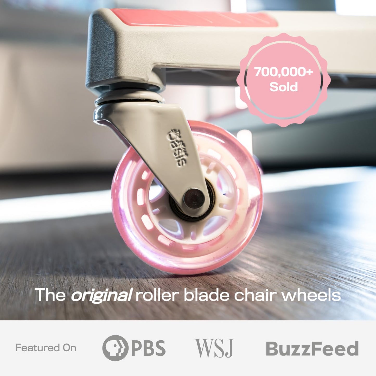 Original Rollerblade Office Chair Wheels - Smooth, Quiet Casters for Hardwood & Carpet - Easy Universal Fit - Set of 5