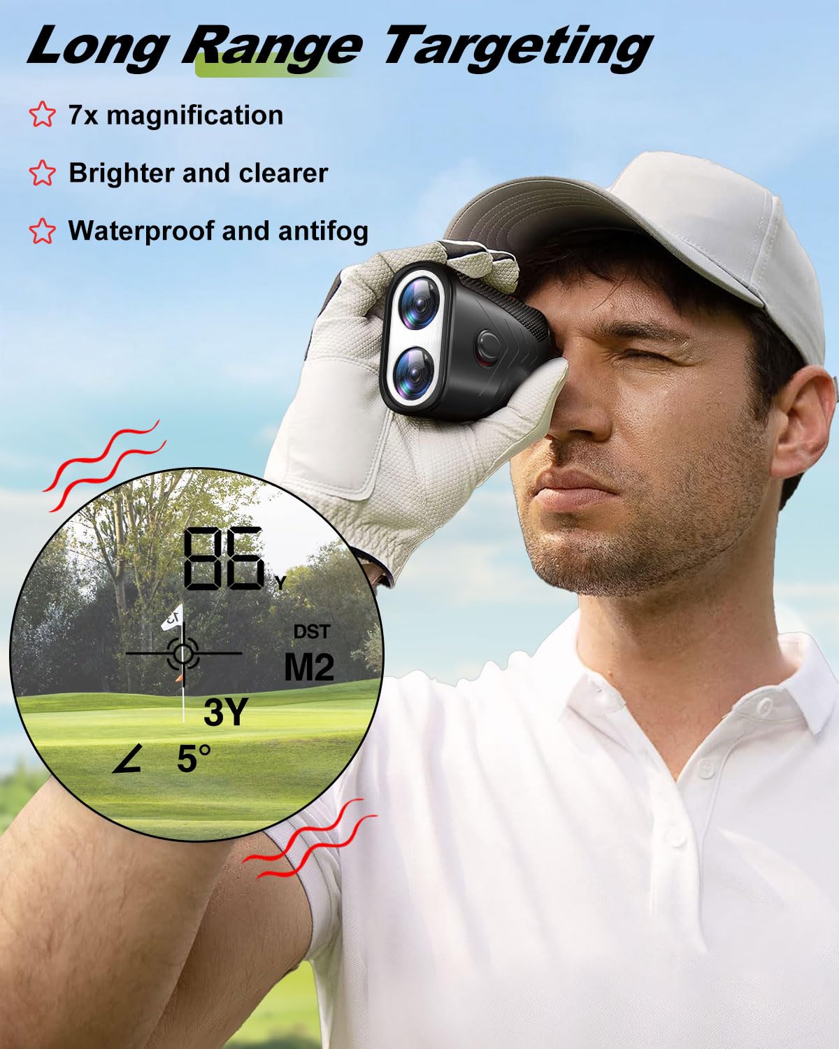 1200 Yards Range Finder Golf, 5X Magnification Golf Rangefinder with Slope, Laser Range Finder with Flag Lock, 1 Yard Accuracy, Ideal Golf Accessories for Golfers & Hunting