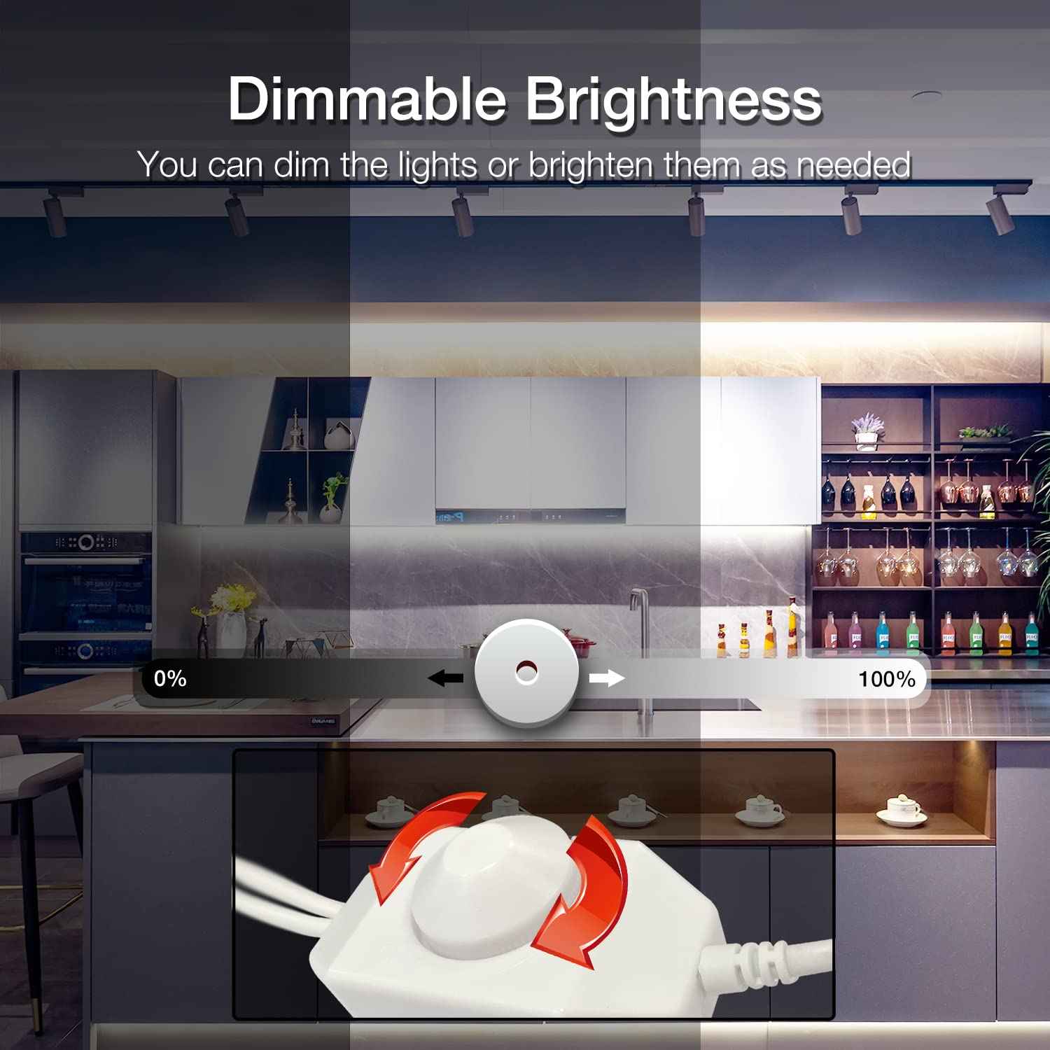 DAYBETTER COB LED Strip, 16.4 ft White LED Strip Lights, Dimmable LED Light Strip 6500K Bright Daylight White, 24V, 1600LEDs, 2835 Flexible LED Tape Light for TV, Bedroom, Kitchen Cabinet, Closet