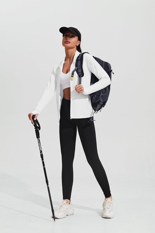 COOrun Women's Lightweight UPF 50+ Sun Protection Golf Jacket - Full Zip, Long Sleeve, Pockets