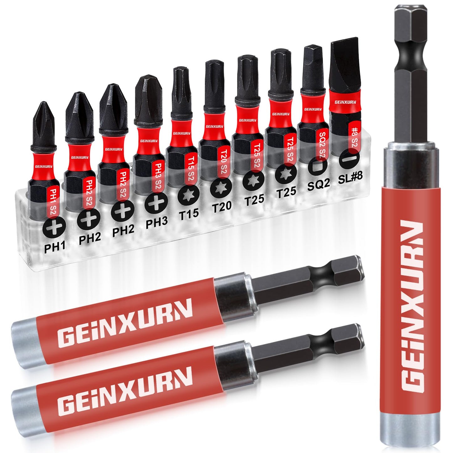 Geinxurn 3 PCS Drive Guide with Self Retracting Sleeve(3.5”) and 10 Pcs Screwdriver Bit, Magnetic Drill Bit Tip Holder for Prevent Screws Shaking When Driving