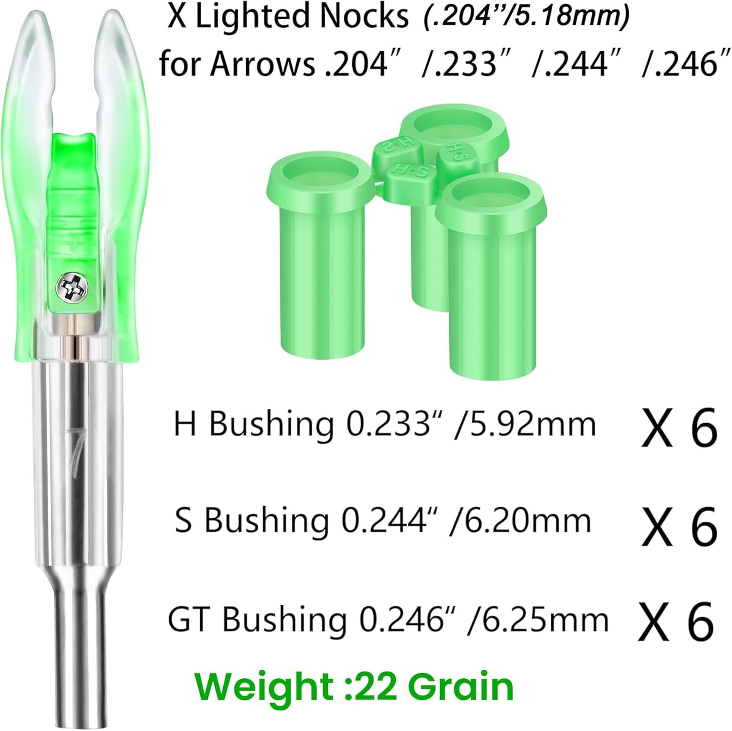 Skiennix Lighted Nocks for Arrows - 6PCS with .204/.233/.244/.246 Diameter & LED Illumination