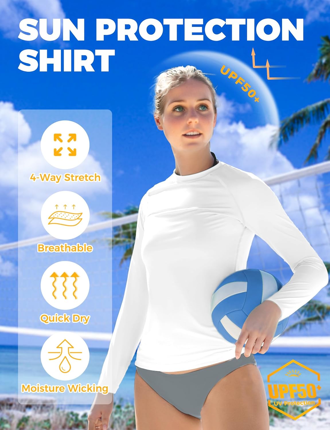 Skiennix Women's UPF50+ Rash Guard | Long Sleeve UV Protection Quick Dry Shirt for Hiking & Swimming