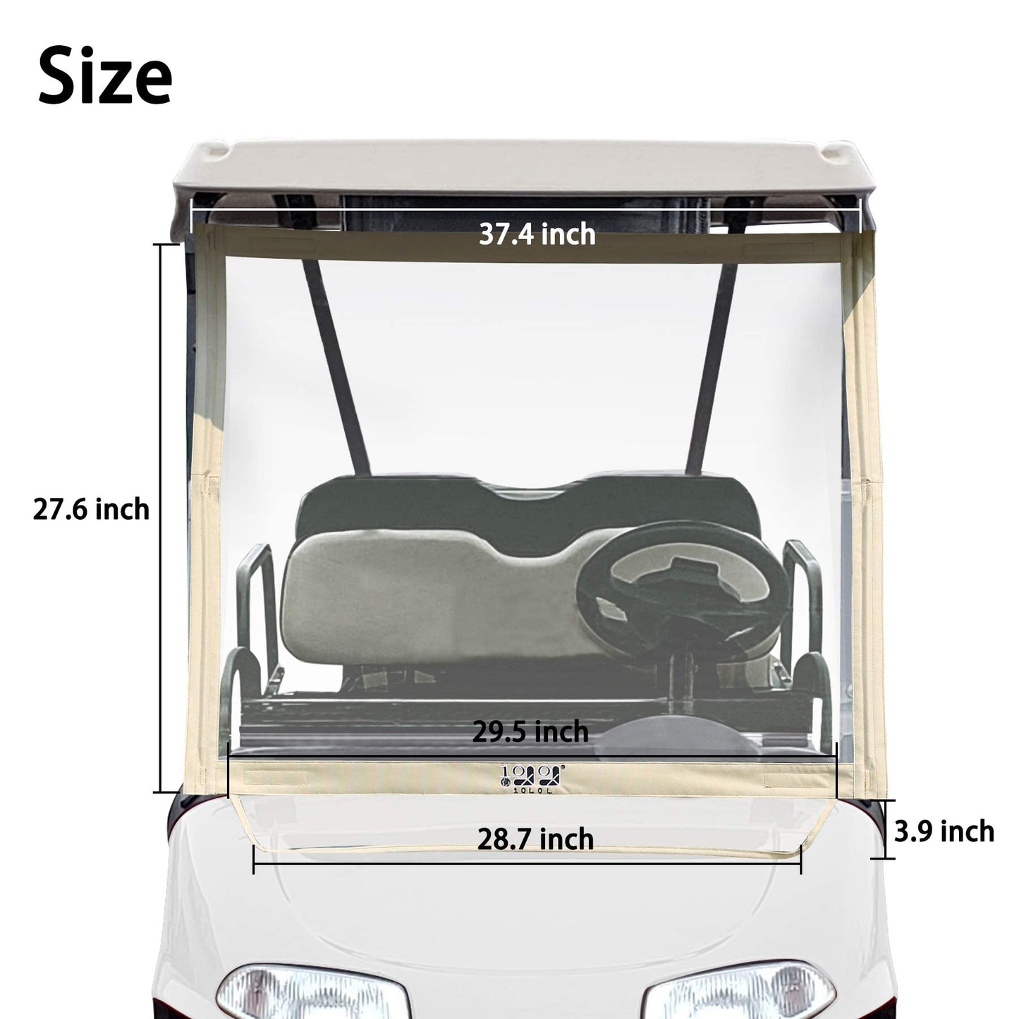 10L0L Foldable Golf Cart Windshield Film for EZGO RXV, Clear Portable Removable Plastic Windshield (Beige)