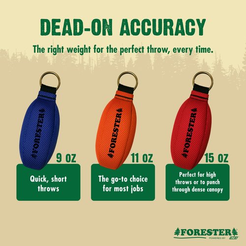 FORESTER Arborist Throw Line Kit | 15oz Throw Weight & 166ft Rope | Ultra Slick 100% Polyester Rope | Arborist Equipment For Tree Climbing