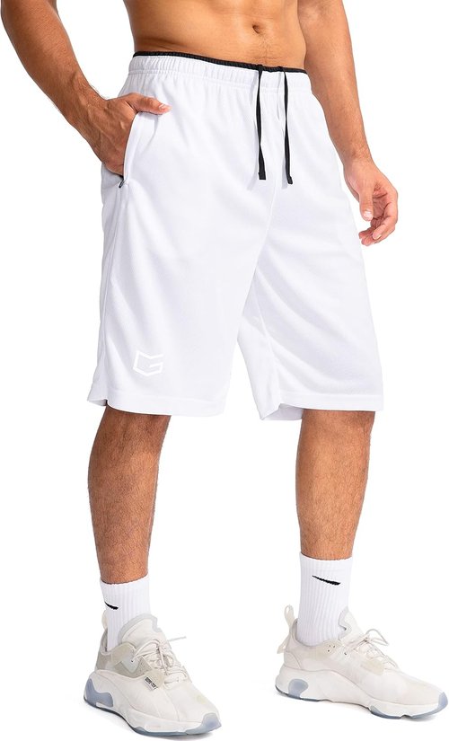 G Gradual Men's Basketball Shorts - Lightweight Quick-Dry 11" Athletic Shorts with Zipper Pockets
