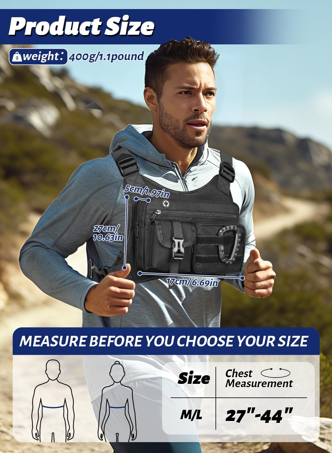Skiennix Chest Bag - Lightweight Utility Running Pack with Phone Holder for Sports & Workouts