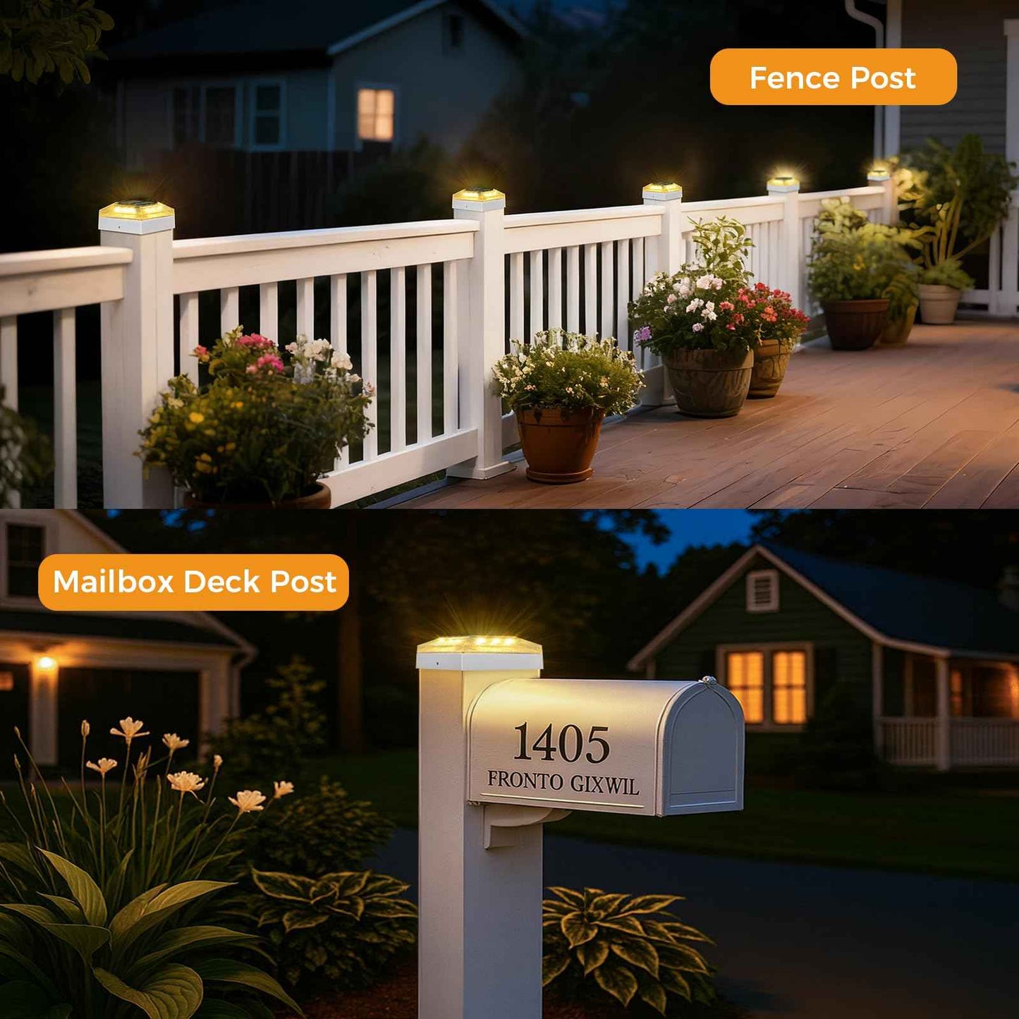 vighep 4x4 Solar Post Cap Lights Outdoor – 4 Pack Fence Post Light with 3 Color Modes, Waterproof Solar Powered Deck Lights for Wooden/Vinyl Posts Top, Garden-White