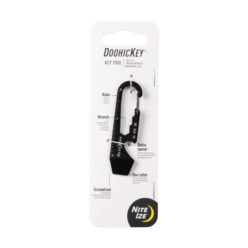 Nite Ize DoohicKey Keychain Multi Tool, Stainless-Steel 5-in-1 Multi Tool With Bottle Opener + Carabiner Clip, Black