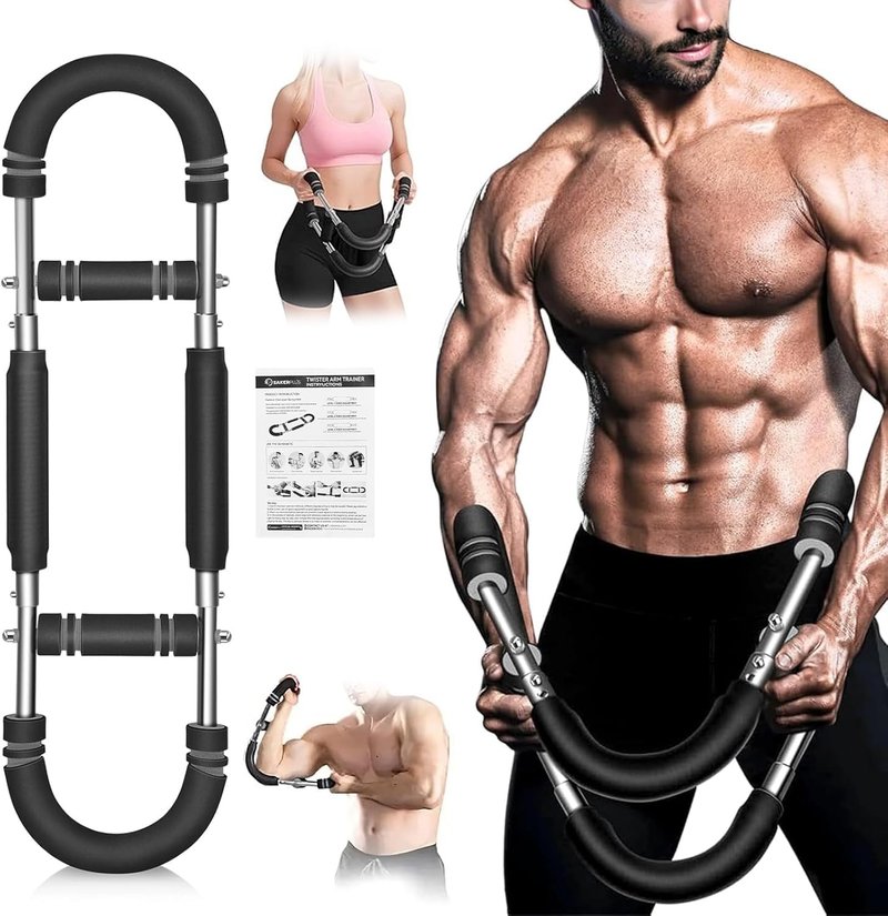SakerPlus Twister Arm Trainer, Adjustable Spring Chest Expander Forearm Strengthener, Triceps, Biceps, Shoulder, Back Workout bar Equipment, Portable Upper Body Exerciser for Home Fitness 20-60lb