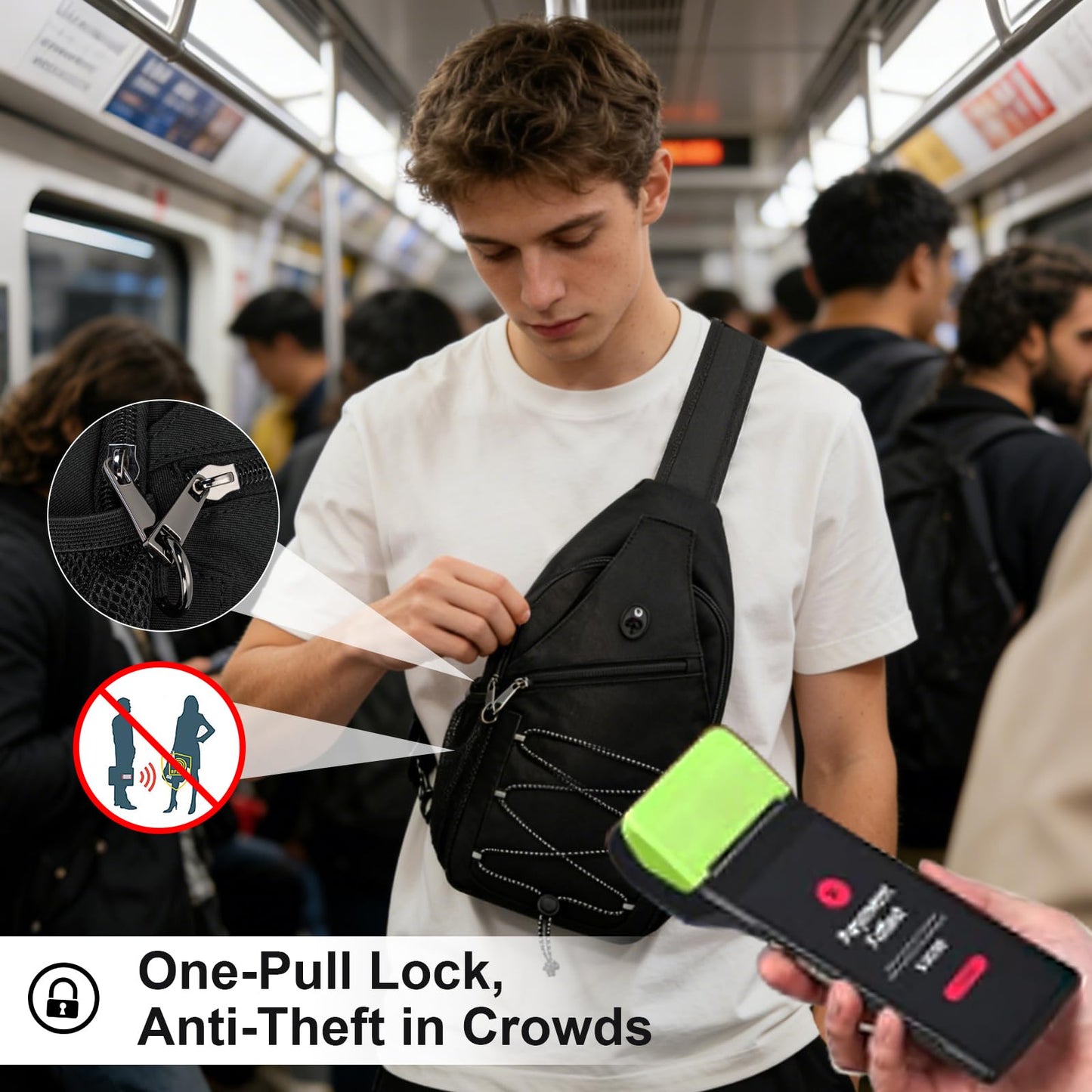 OSOCE Anti Theft Sling Bag RFID Blocking Crossbody Chest Bag for Men Women Water Resistant Travel Fits 9.7" iPad