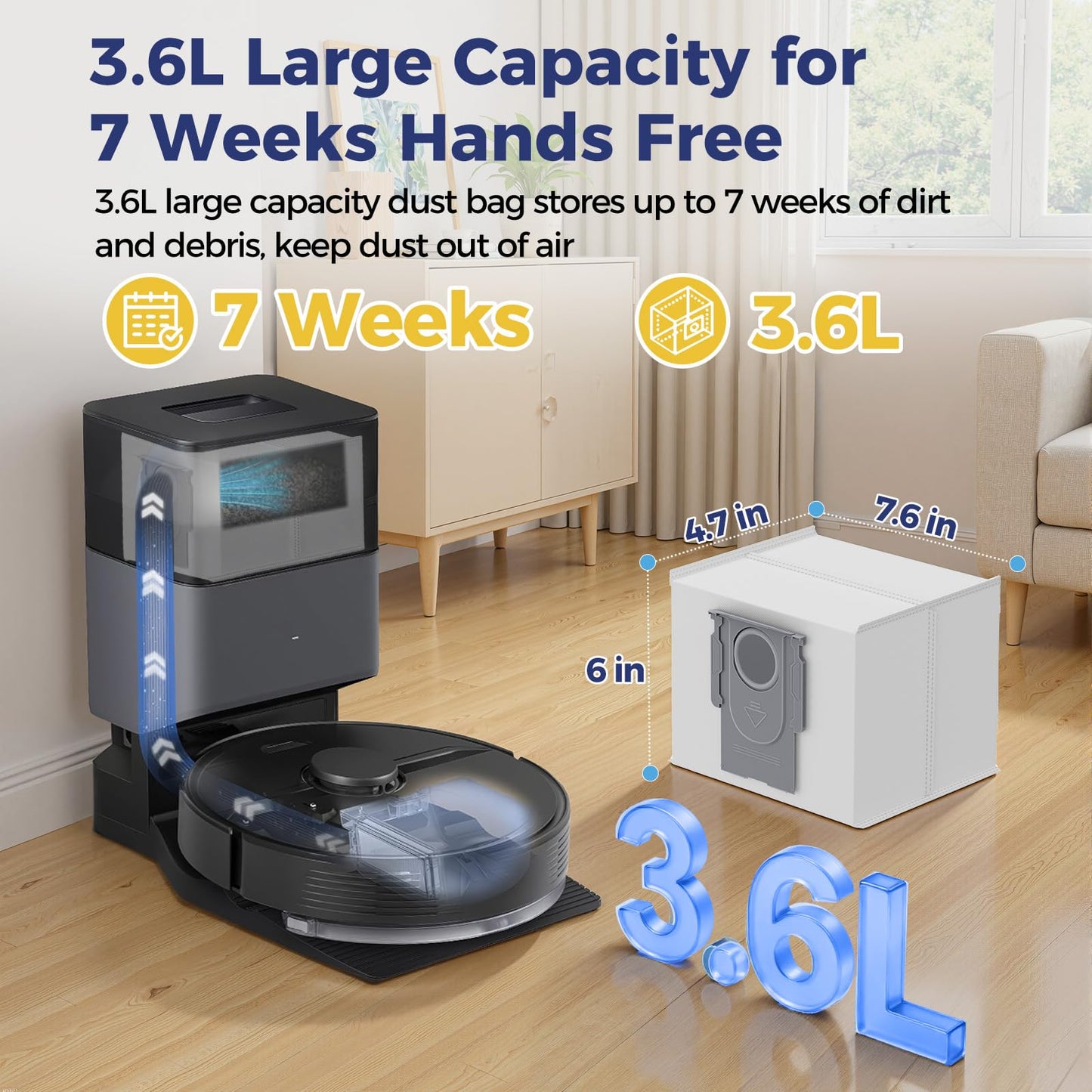 12 Pack Q7 Dust Bags Compatible with Roborock Q7 M5+, Q7 Max+, S8 Pro Ultra, S7 Max Ultra, Q10 S5+, Q10 X5+, Q8 Max+, Q5 Max+, Q5 Pro+, Q5 Pro, Q5+, 3.6L Vaccum Bag for S8+, S7 MaxV Ultra, Q5, Q7+