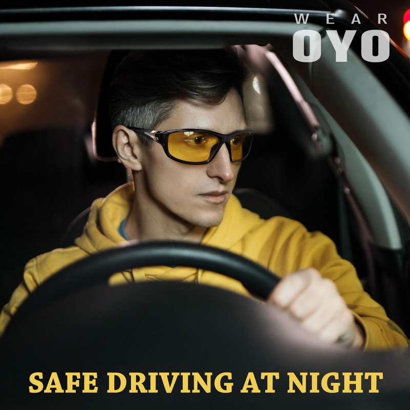 WEAROYO Night Vision Driving Glasses for Men Women,Sports Style Wrap Around Anti Glare with Polarized Yellow Lens