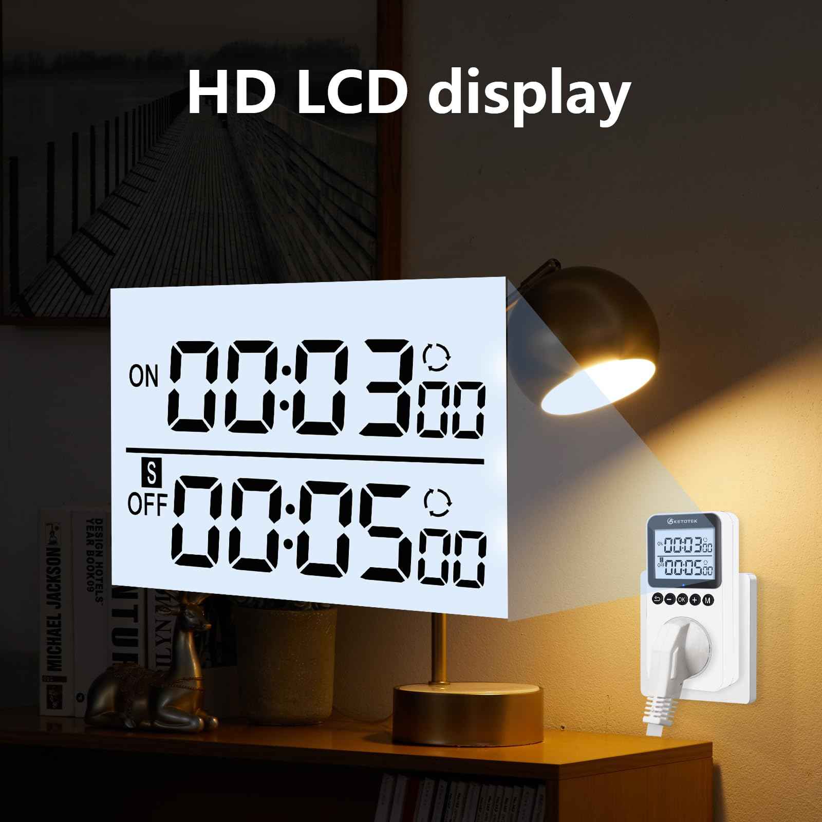 KETOTEK KTTS02 Digital Timer Outlet Plug in Timer Switch Socket Indoor Infinite Repeat Cycle Electrical Timer Switch, Countdown Timers for Lights,Aquarium,Pets Home Appliances