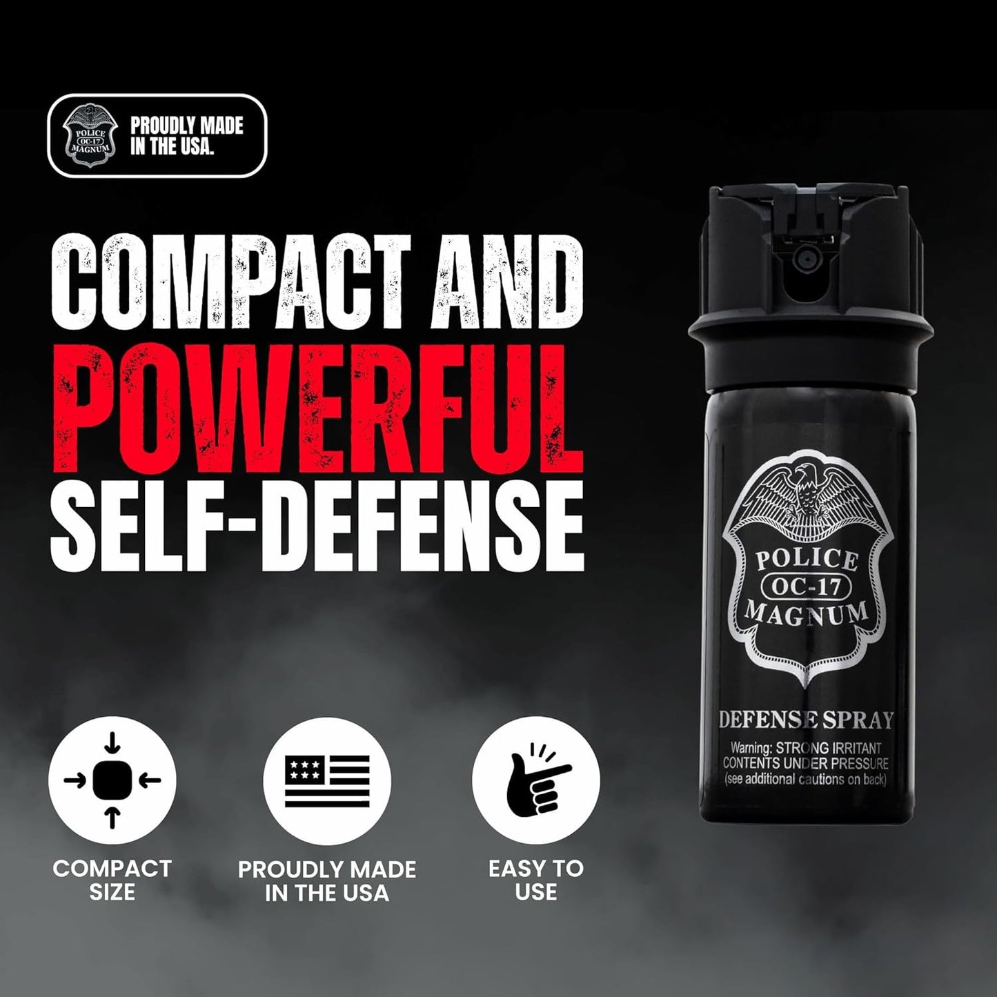 POLICE MAGNUM Pepper Spray - Max Strength Self Defense with 16ft Range - Portable 2oz Flip Top - Made in USA
