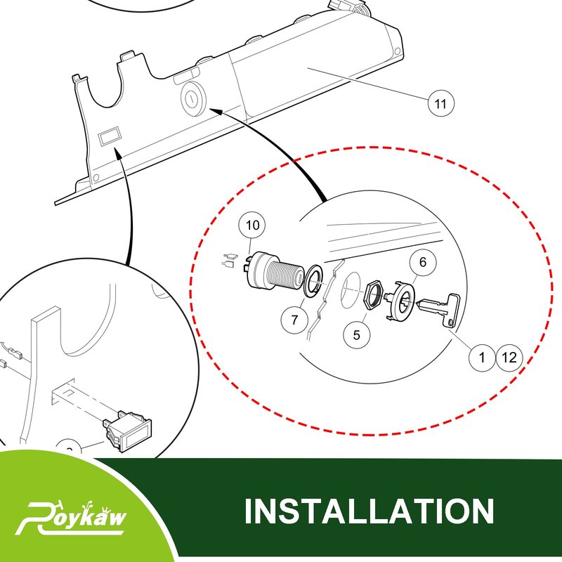 Roykaw Golf Cart Ignition Switch and Key for Club Car Precedent 2004-Up Gas Models, Replaces OEM # 102515101, 4 Terminal