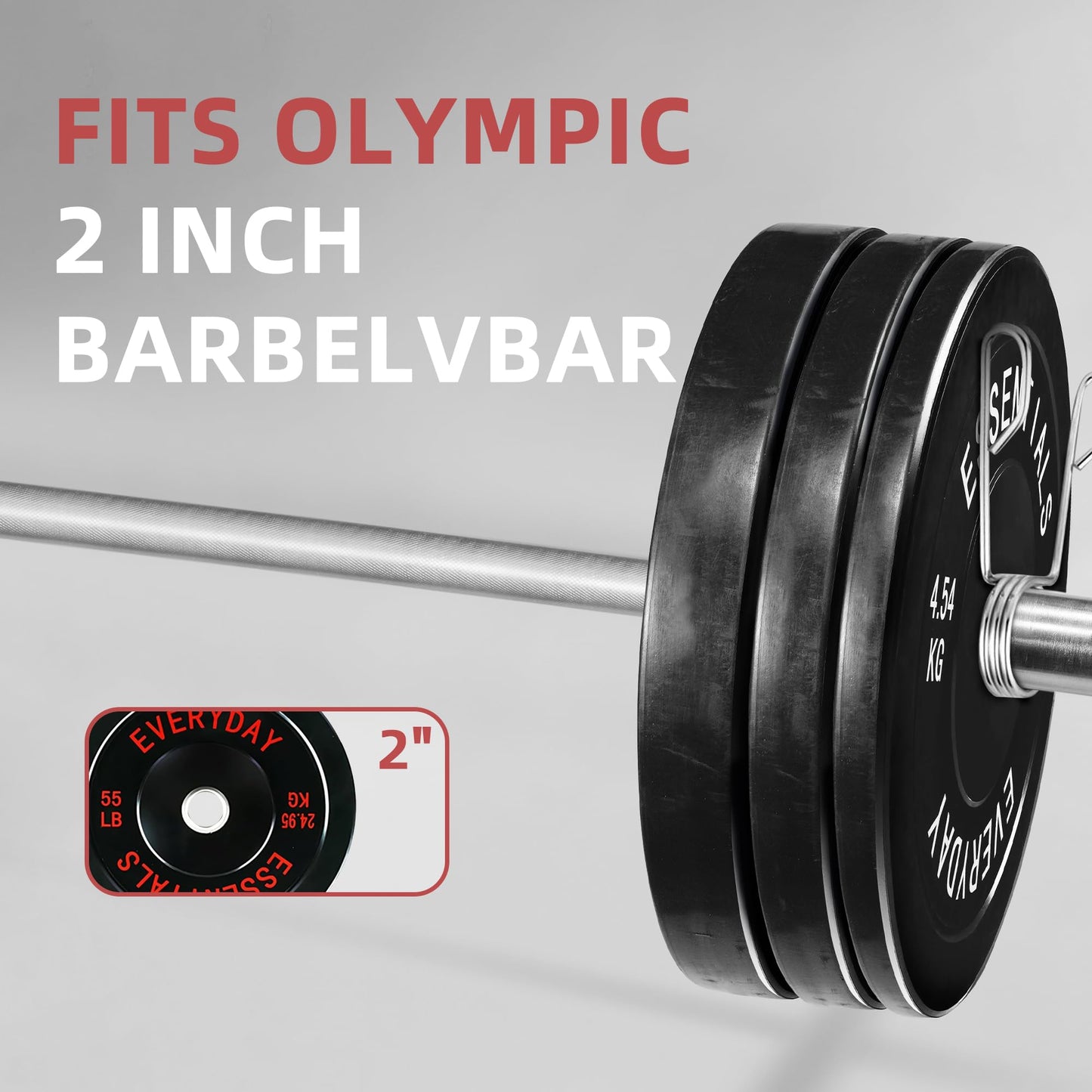Fitvids 2-Inch Olympic Bumper Weight Plates Including 180 LB Weight Plates & 7FT Olympic Barbell Bar, Black