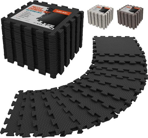 AIRHOP Gym Floor Mat - High-Density EVA Foam Puzzle Tiles for Home Gym & Play Area | 18 Interlocking Pieces