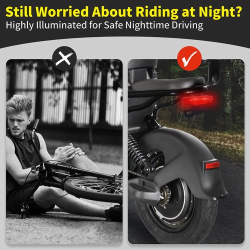 Electric Bicycle Rear Light, 36/48V Tail Brake Light, Ebike Rear Tail Safety Light, Warning Rear Lamp for Electric Bike Night Riding