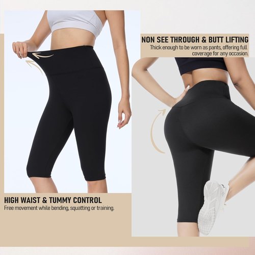 DHSO High Waisted Leggings - Buttery Soft Tummy Control Yoga Pants for Women | Full & Knee Length