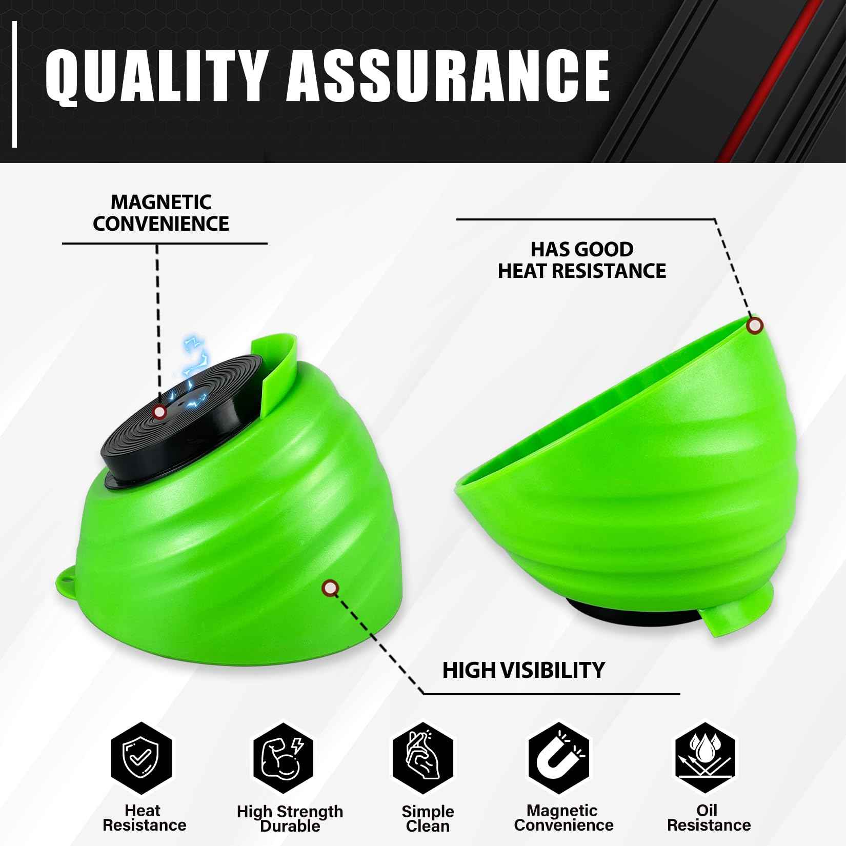 C&T 2-Piece Magnetic Nut Cup, Nuts and Bolts Organizer Set, 6 Inch Cup Diameter, Holds up to 5 lbs, Magnetic Bowls for Holding Nuts and Bolts, Small Parts, Pins, Tools