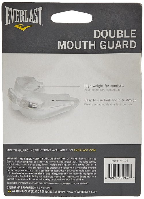 Everlast Double Mouthguard – Clear | Boxing Mouth Guard | MMA, Wrestling, Adult Sparring & Training Protection