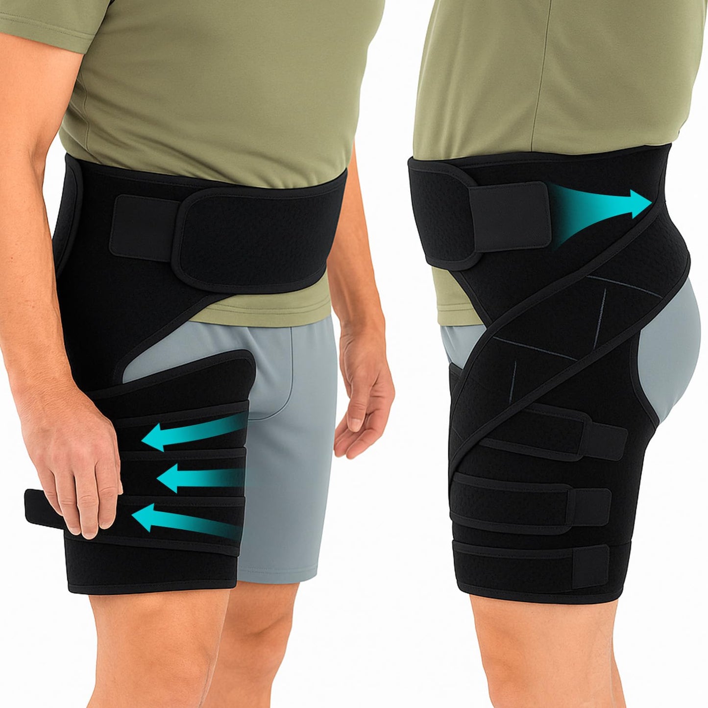 Vive Hip Brace for Sciatica Pain Relief - Groin Support Wrap for Sciatic Nerve Pain, Hip Flexor Strain, Thigh & Harmstring Pull, Arthritis - Adjustable & Comfortable Stabilizer for Muscle Recovery (Right)