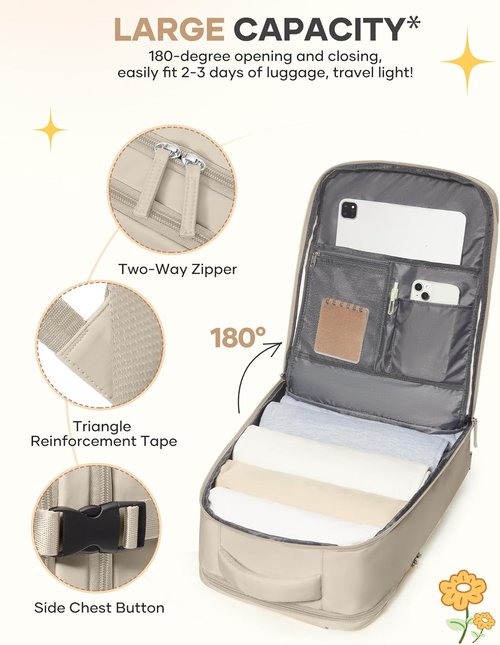 Coofay Travel Backpack - Airline Approved Waterproof Carry-On for Men & Women | Casual Daypack & Hiking Bag