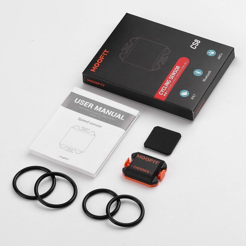 moofit Cadence Sensor Bluetooth/ANT+ IP67 Waterproof Wireless RPM Cycling Spin Bike Cadence Sensor for Wahoo/OpenRider/Endomondo/TacX/TrainerRoad (MooFit app Unavailable)
