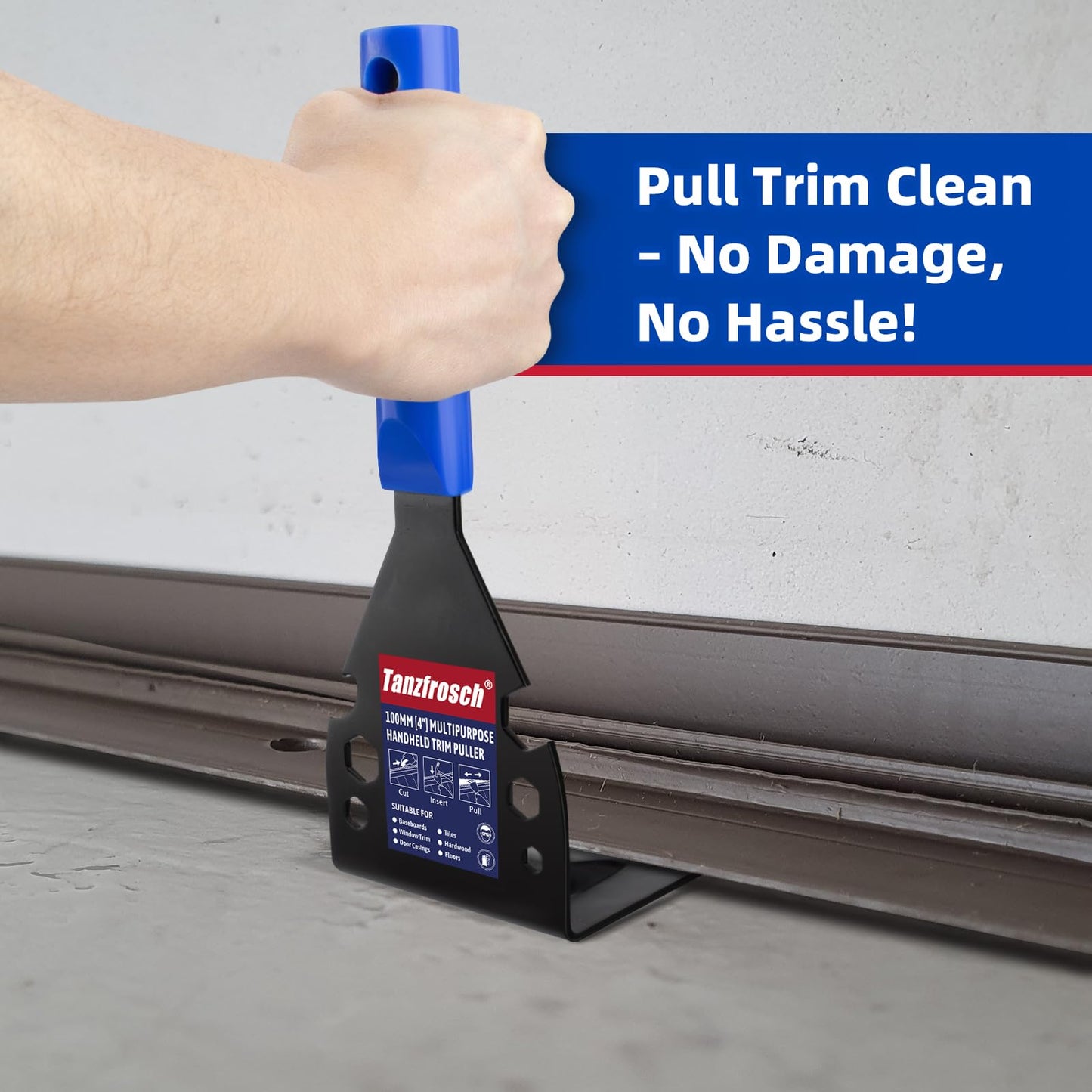 Tanzfrosch Trim Puller Tool for Baseboard Heavy Duty Trim Removal Tool Multi-Tool Pry Bar and Hammer for Commercial Work Baseboard Molding Siding and Flooring Removal Remodeling