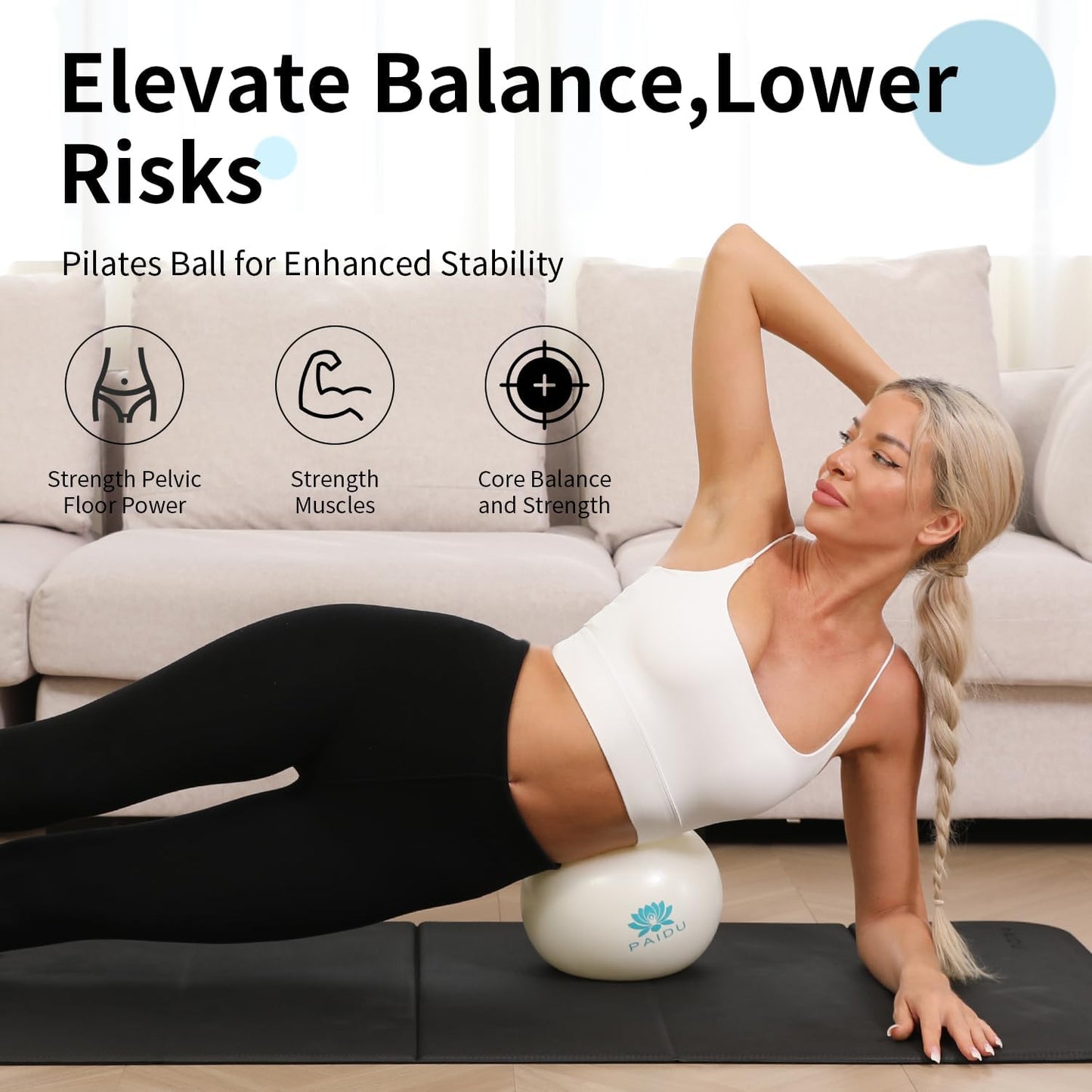 PAIDU Pilates Ball - 10-Inch Anti-Explosion Mini Yoga Ball for Core Training & Stability Exercises