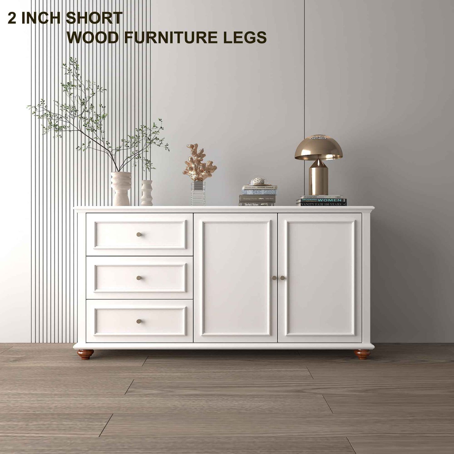 Xlroaafs 2 Inch Short Wood Legs for Furniture Set of 4,Wooden Furniture Couch & Sofa & Bench Legs Replacement Bed Support Frame Foot(Walnut Color)